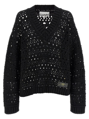 Ganni Schwarzer Baumwollcardigan