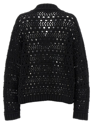 Ganni Schwarzer Baumwollcardigan