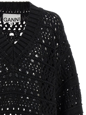 Ganni Schwarzer Baumwollcardigan