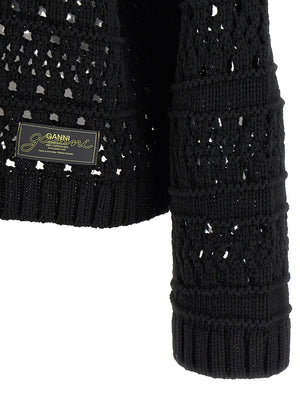 Ganni Schwarzer Baumwollcardigan