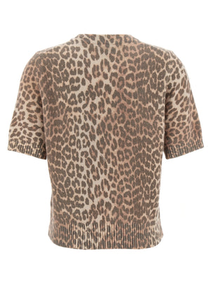 Ganni Braunes Woll-T-Shirt