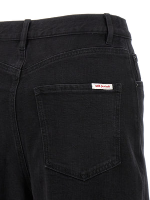Self-Portrait Schwarze Jeans aus Baumwolle mit geradem Bein