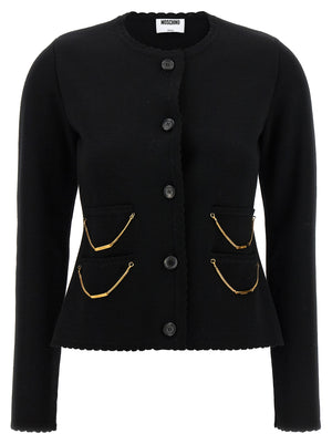 Moschino Schwarzer Cardigan aus Schurwolle
