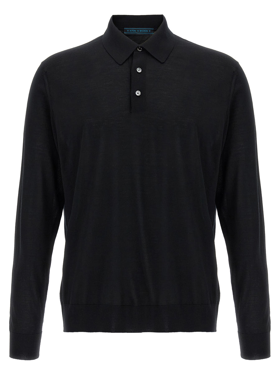 Kiton Schwarzes Woll-Poloshirt