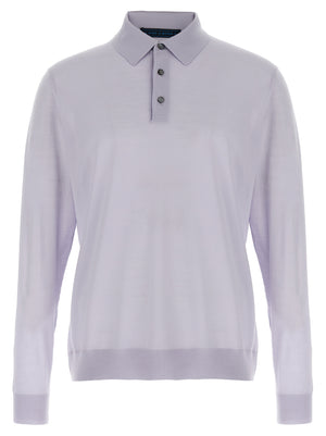 Kiton Blaues Woll-Poloshirt