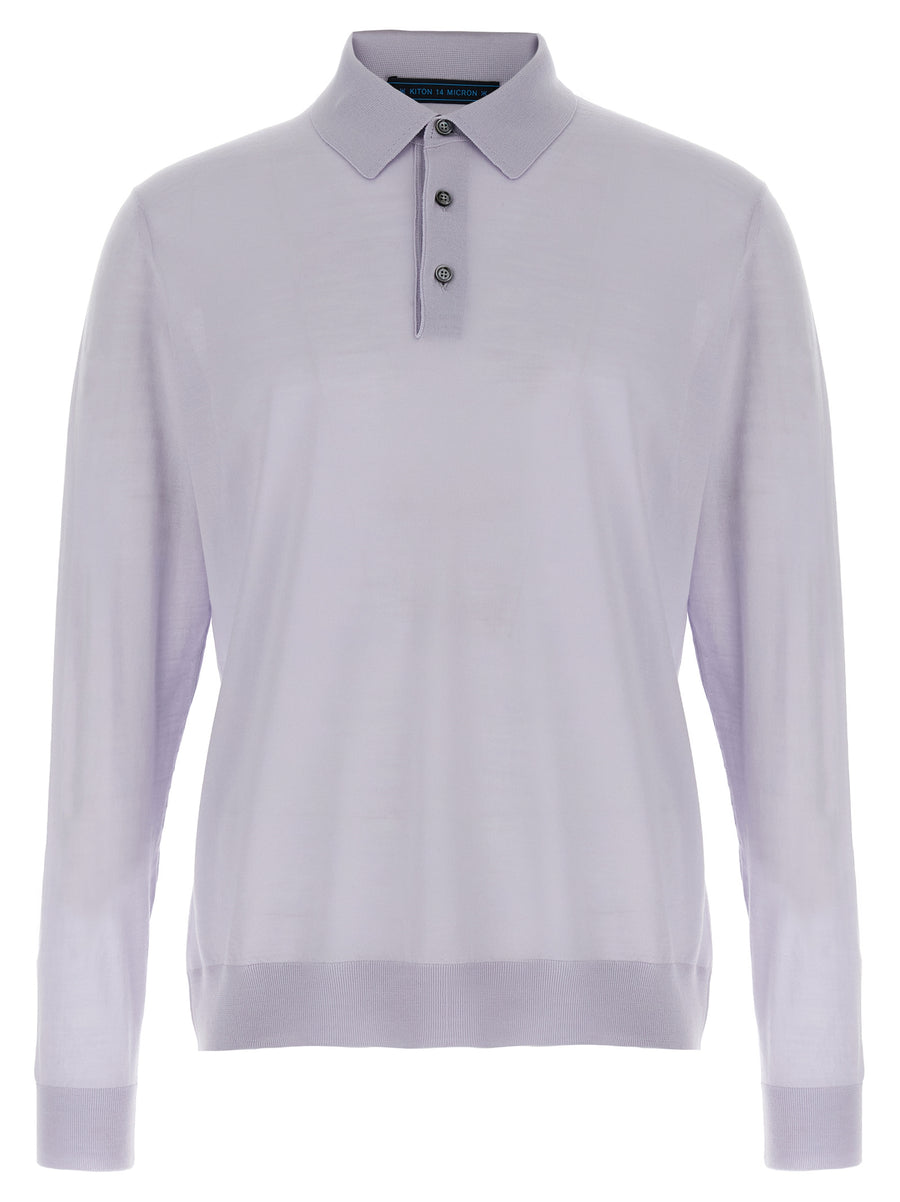 Kiton Blaues Woll-Poloshirt