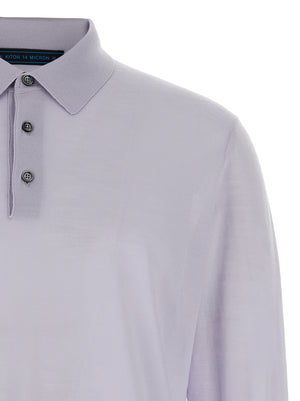 Kiton Blaues Woll-Poloshirt
