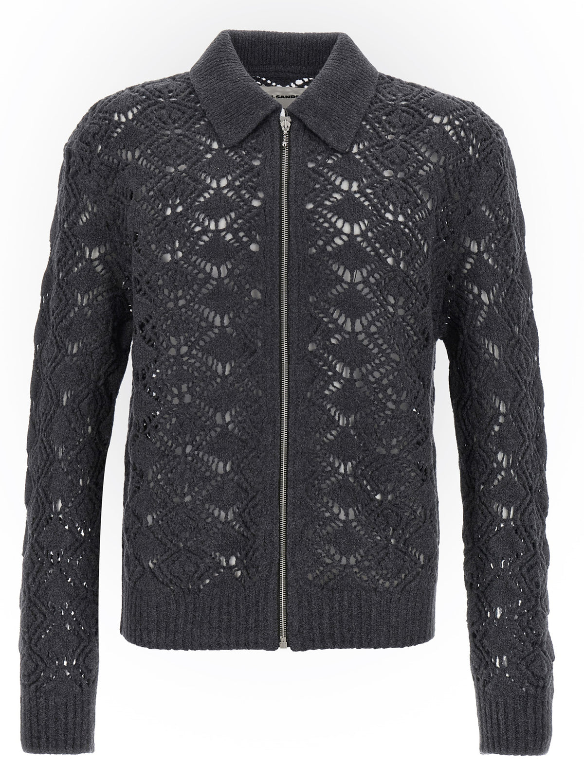 Jil Sander Grauer Cardigan aus reiner Schurwolle