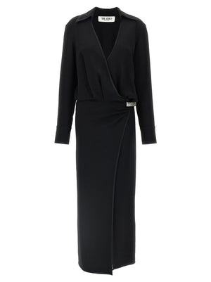 The Attico Schwarzes Midi-Kleid aus Maraboufeder