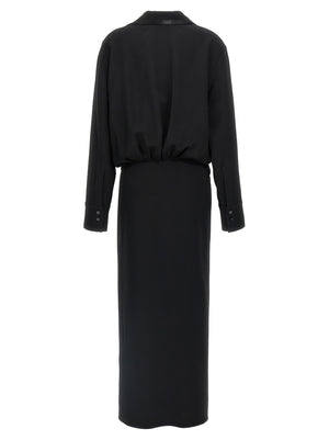The Attico Schwarzes Midi-Kleid aus Maraboufeder
