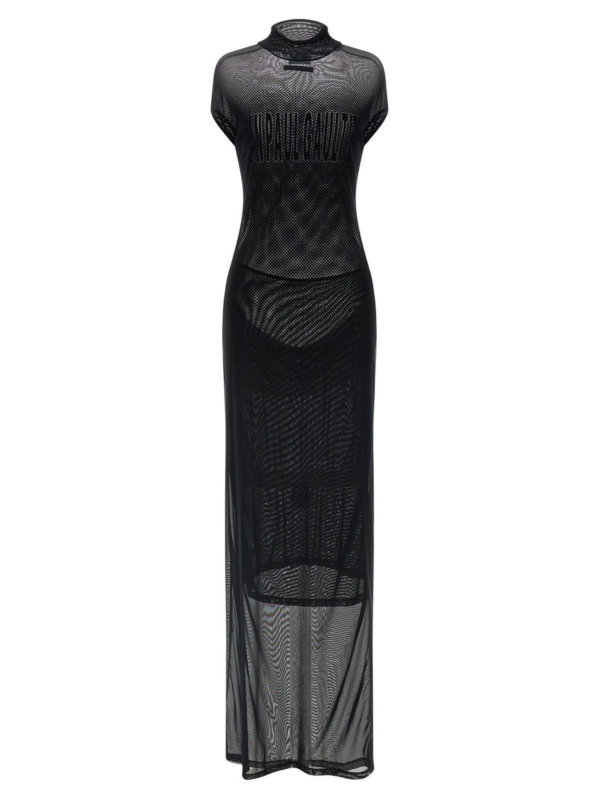 Jean Paul Gaultier Schwarzes Polyamid-Maxikleid