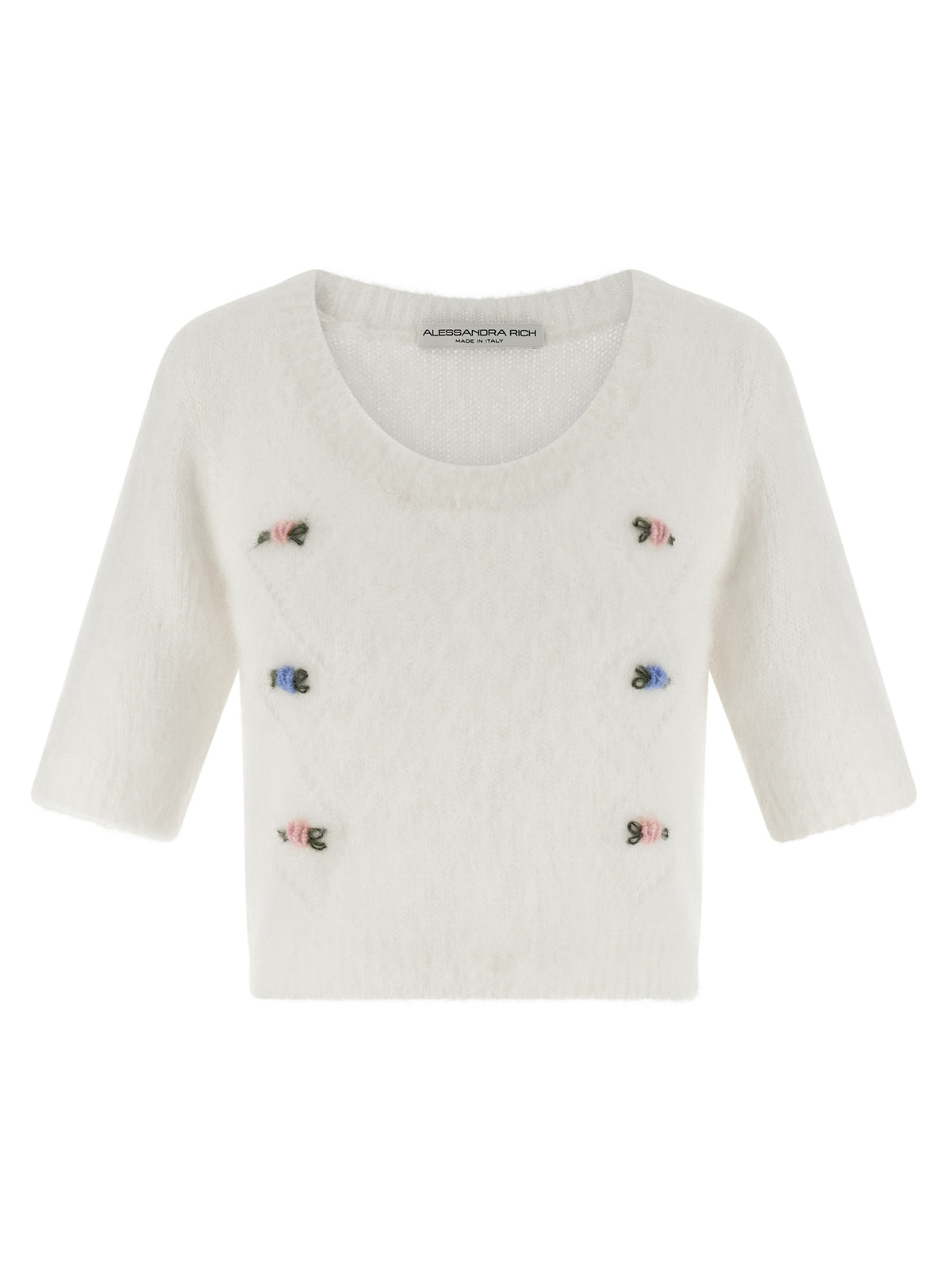 Alessandra Rich Weiße Wollstrickjacke