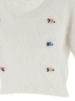 Alessandra Rich Weiße Wollstrickjacke