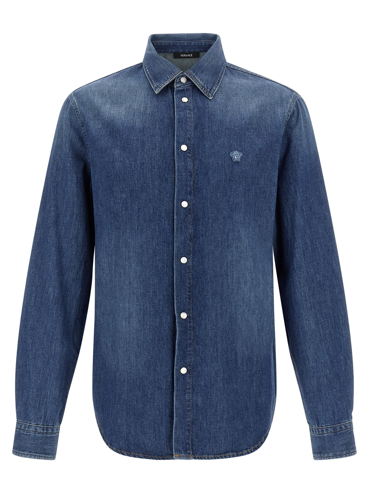Versace Blaue Baumwollbluse
