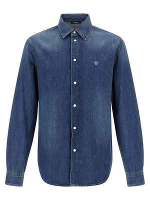 Versace Blaue Baumwollbluse