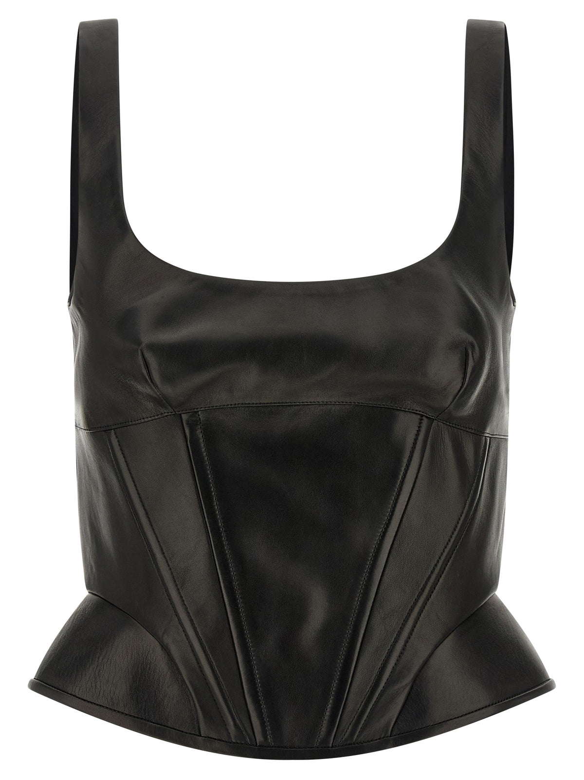 Ermanno Scervino Schwarzes Tanktop aus Lammleder