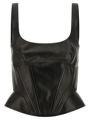 Ermanno Scervino Schwarzes Tanktop aus Lammleder
