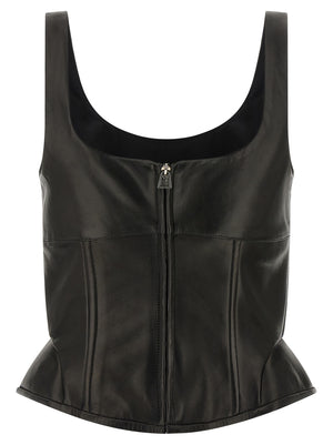Ermanno Scervino Schwarzes Tanktop aus Lammleder