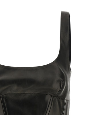 Ermanno Scervino Schwarzes Tanktop aus Lammleder