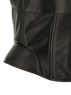 Ermanno Scervino Schwarzes Tanktop aus Lammleder