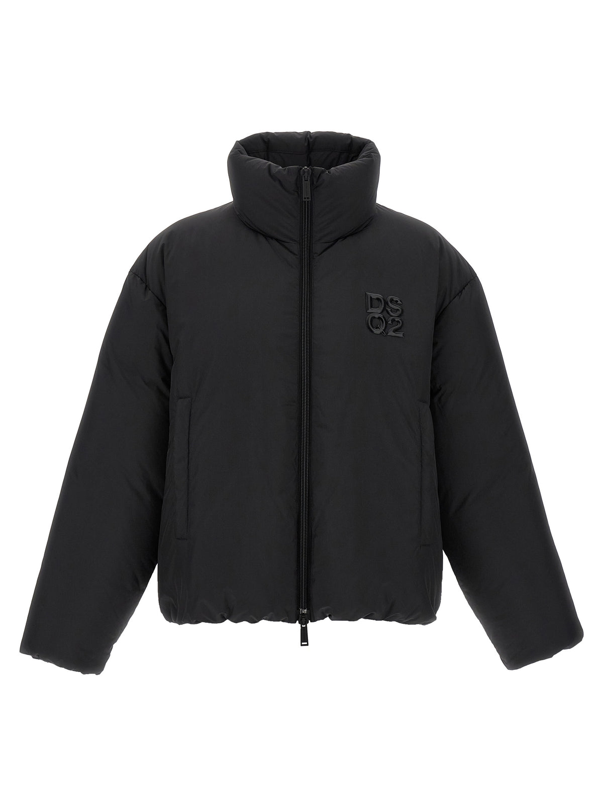 Dsquared² Schwarze Polyester-Jacke in voller Länge