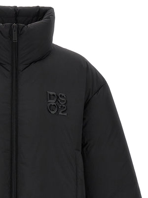 Dsquared² Schwarze Polyester-Jacke in voller Länge