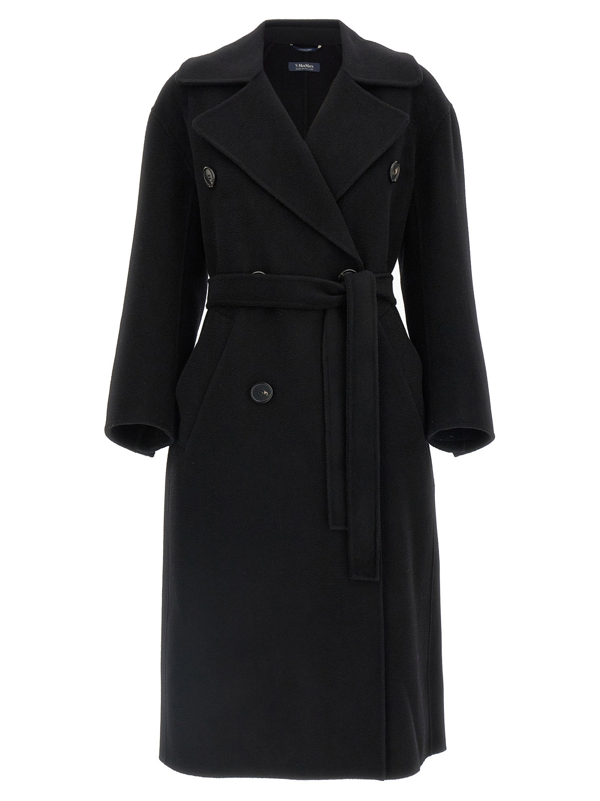 'S Max Mara Schwarzer Wollmantel aus reiner Schurwolle