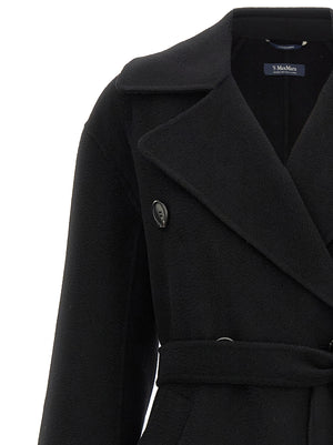 'S Max Mara Schwarzer Wollmantel aus reiner Schurwolle