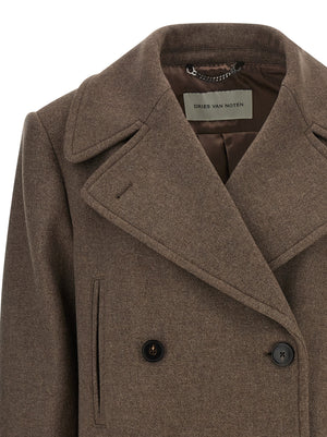 Dries Van Noten Brauner Wollmantel