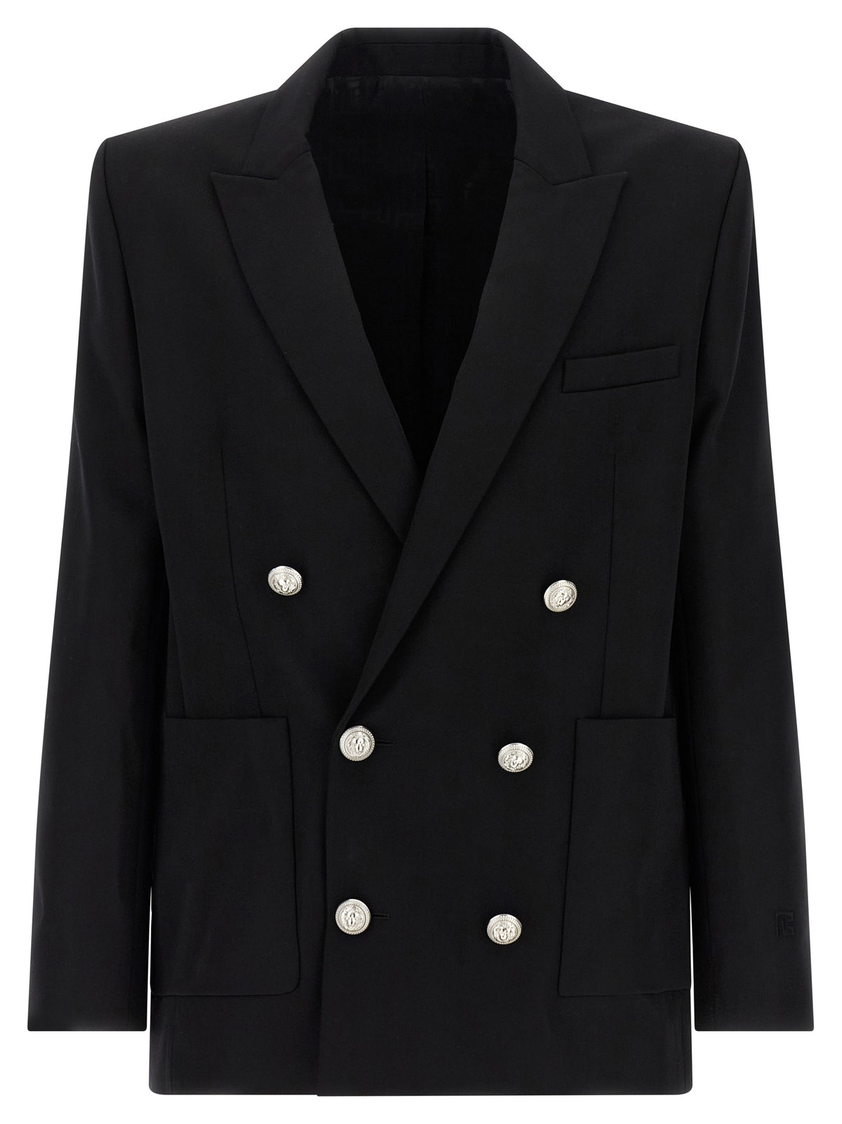 Balmain Schwarzer Blazer aus reiner Schurwolle