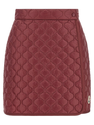 Moncler Langer Rock aus Bordeauxfarbenem Polyamid