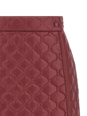 Moncler Langer Rock aus Bordeauxfarbenem Polyamid