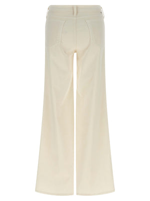 Mother Denim Weiße Baumwoll-Hosen mit weitem Bein