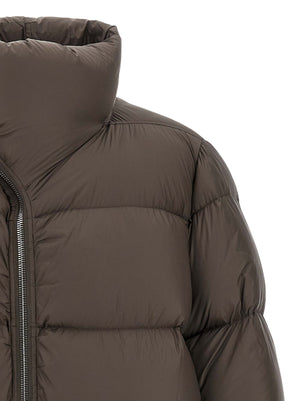 Rick Owens Braune Nylon-Jacke in voller Länge