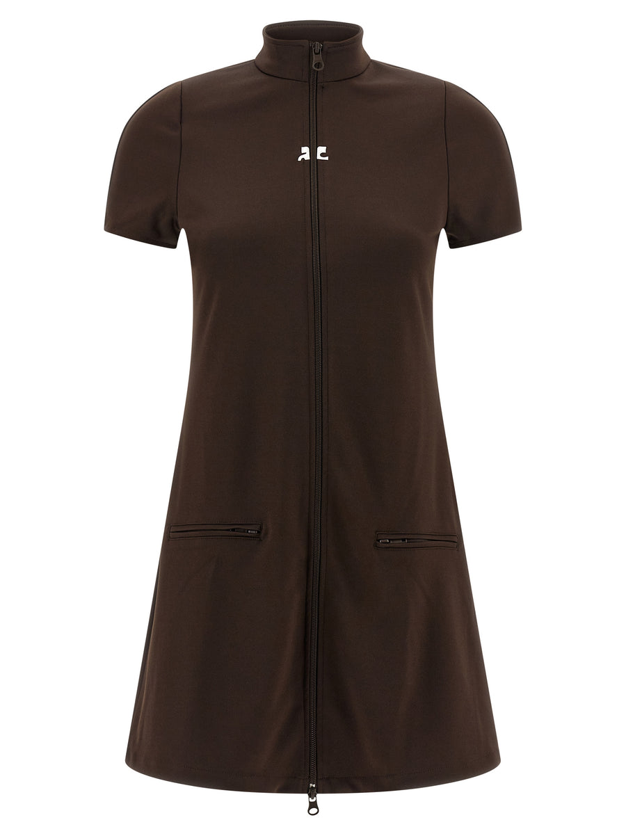 Courrèges Kurzes Braunes Kleid Aus Polyester