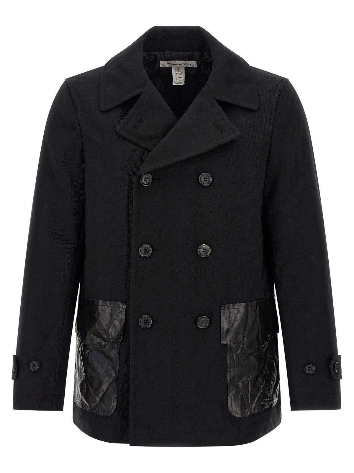 Comme Des Garçons Schwarzer Polyester-Mantel
