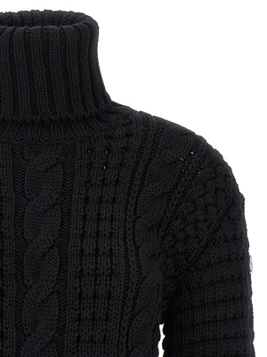 MONCLER GENIUS Schwarzer Cardigan aus Schurwolle