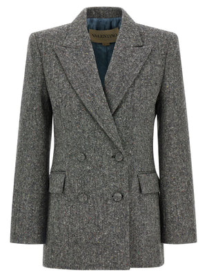 Valentino Garavani Grauer Blazer aus reiner Schurwolle