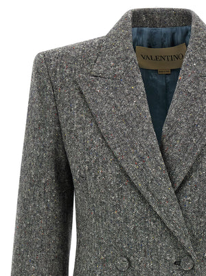 Valentino Garavani Grauer Blazer aus reiner Schurwolle