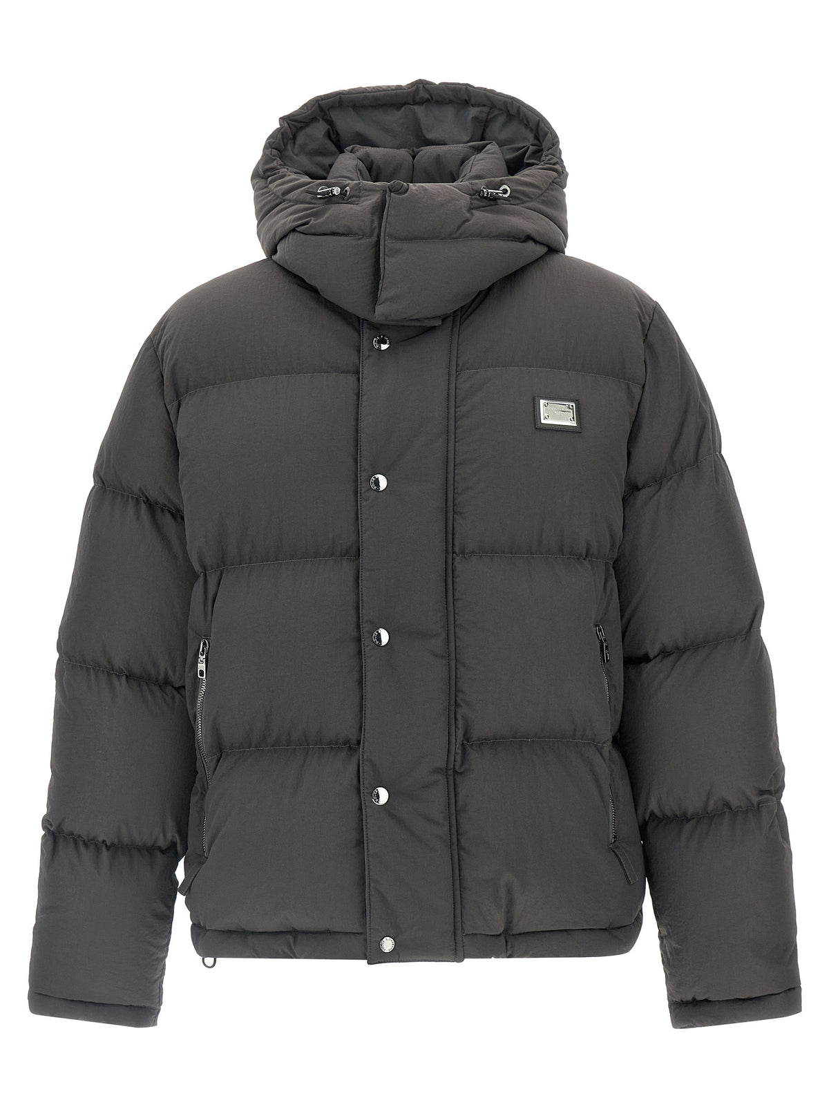 Dolce & Gabbana Graue Polyamid-Jacke in voller Länge