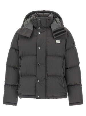 Dolce & Gabbana Graue Polyamid-Jacke in voller Länge