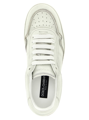 Dolce & Gabbana Weiße Low-Top-Sneaker aus Lammleder