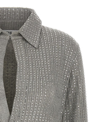 The Attico Graues Baumwoll-Kurzkleid