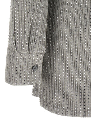 The Attico Graues Baumwoll-Kurzkleid