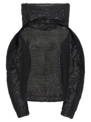Issey Miyake Schwarzer Wollpullover