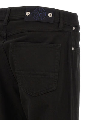 Stone Island Schwarze Baumwoll-Jeans mit geradem Bein