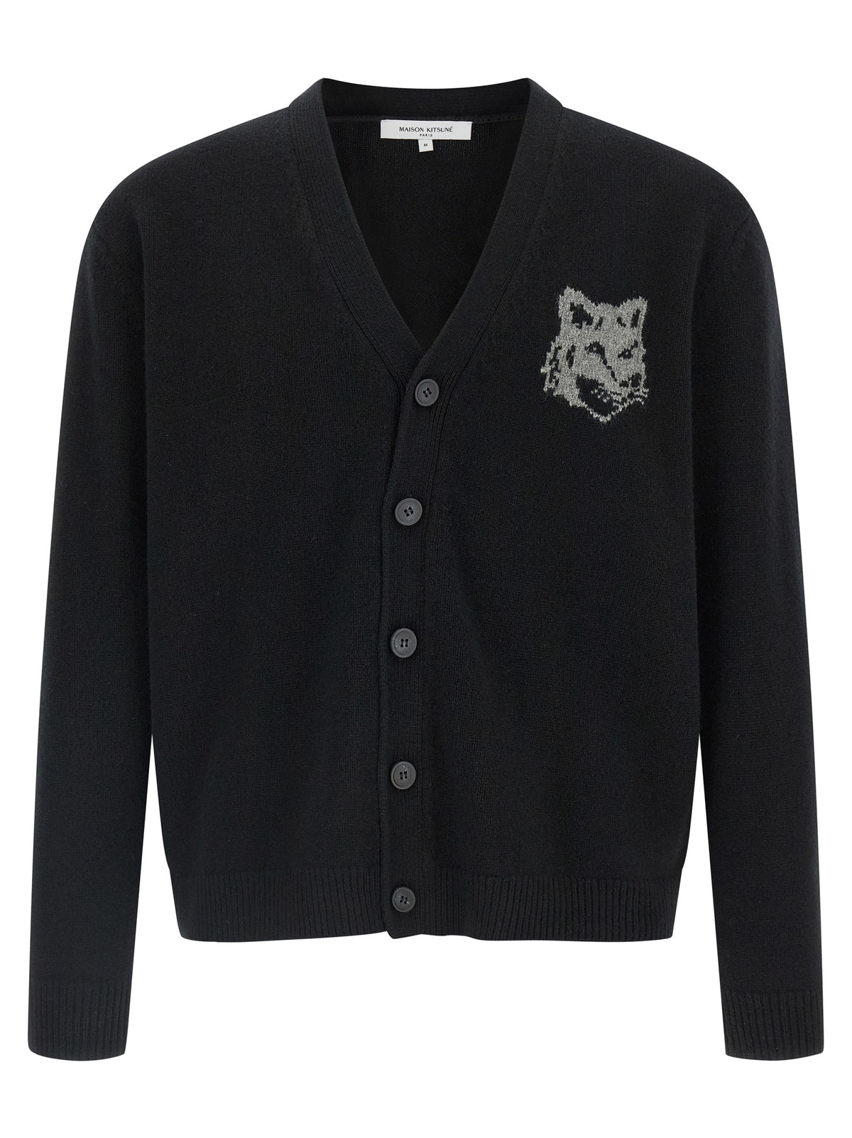 Maison Kitsuné Schwarzer Cardigan aus Merinowolle