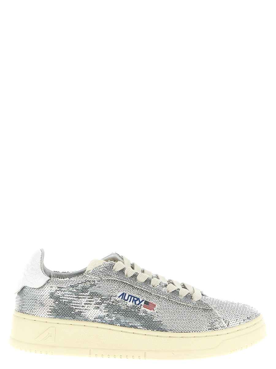 Autry Silberne Low-Top-Sneaker aus Polyester