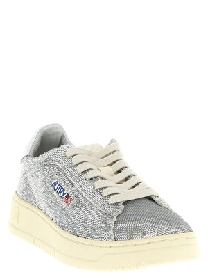 Autry Silberne Low-Top-Sneaker aus Polyester