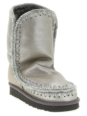 Mou Ankle Boots aus Lammleder in Silber
